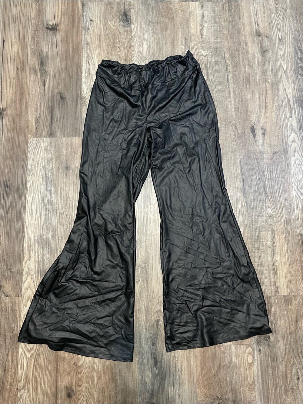 eye candy Black Wide-Leg women leather Lounge Pants